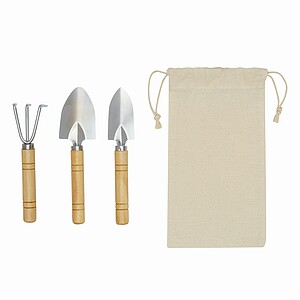 Garden set,3 pcs.in cotton bag, brown