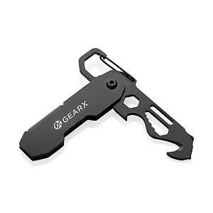 Gear X foldable EDC tool with carabiner and parcel cutter, black