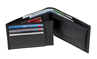 Genuine leather wallet "Dax" with slip-in pockets on the inside,colour black