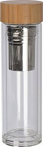 Glass bottle with bamboo lid and 420 ml capacity
