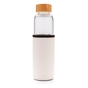 Glass bottle with textured PU sleeve,white
