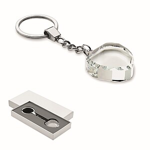 Glass heart award key ring, transparent
