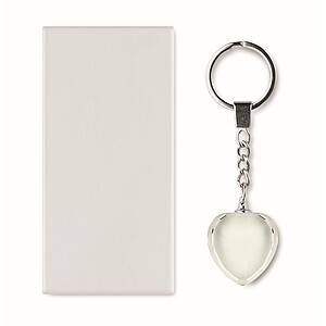 Glass heart award key ring, transparent