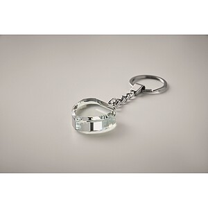 Glass heart award key ring, transparent