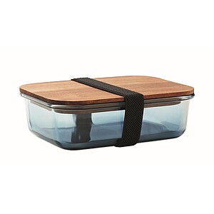 Glass lunch box 800ml, transparent blue