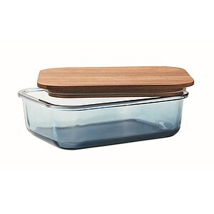 Glass lunch box 800ml, transparent blue