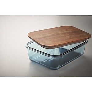 Glass lunch box 800ml, transparent blue