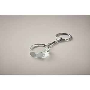 Glass round award key ring, transparent
