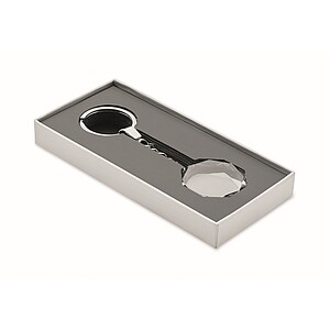 Glass round award key ring, transparent