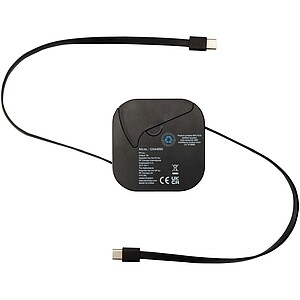 Gloas 5-in-1 recycled retractable data sync and 100W fast charge cable with smartphone tool kit, solid black
