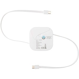 Gloas 5-in-1 recycled retractable data sync and 100W fast charge cable with smartphone tool kit, white
