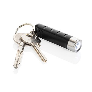 Globix RCS recycled plastic USB re-chargeable keychain torch, black
