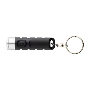 Globix RCS recycled plastic USB re-chargeable keychain torch, black