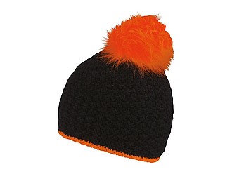 Glow fur winter hat, neon orange+black
