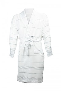 Hamam bathrobe, white/grey, 500 gr. XXL/3XL