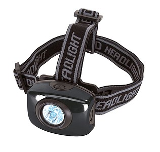 Head lamp with 5 strong LED lights, light flashes or burns normally,colour silver