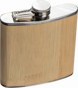 Hip flask with bamboo cover