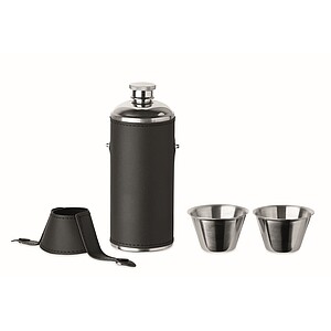 Hip flask with shot cups, black