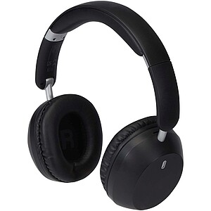 Hoggar recycled plastic over-ear foldeable ANC and ENC headphones, solid black