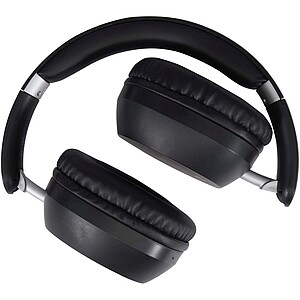 Hoggar recycled plastic over-ear foldeable ANC and ENC headphones, solid black