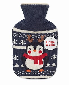 Hot water bottle with jersey in Christmas pattern