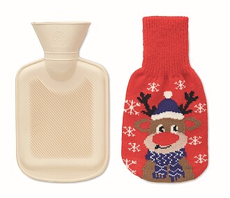 Hot water bottle with jersey in Christmas pattern