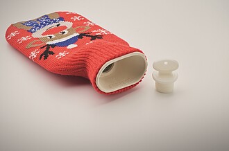 Hot water bottle with jersey in Christmas pattern