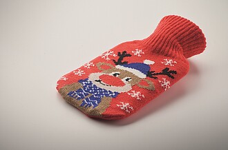 Hot water bottle with jersey in Christmas pattern