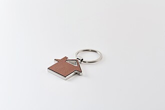 House shaped key ring, brown
