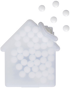 House shaped mint card.White