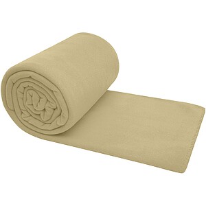 Huggy fleece plaid blanket with carry pouch 220x250 cm, beige