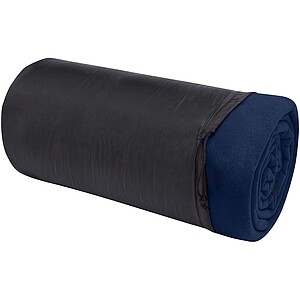 Huggy fleece plaid blanket with carry pouch 220x250 cm, navy