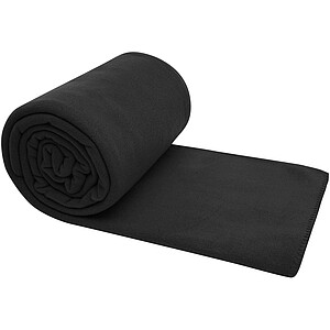 Huggy fleece plaid blanket with carry pouch 220x250 cm, solid black