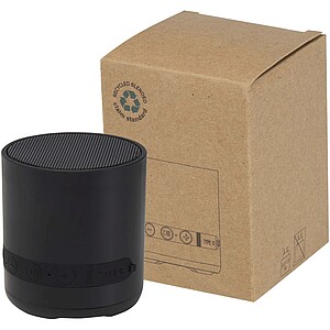 Hunor 3W recycled plastic wireless speaker, solid black