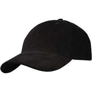 Hutton 6 panel recycled corduroy cap, solid black