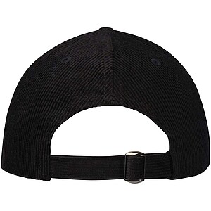 Hutton 6 panel recycled corduroy cap, solid black