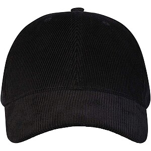 Hutton 6 panel recycled corduroy cap, solid black