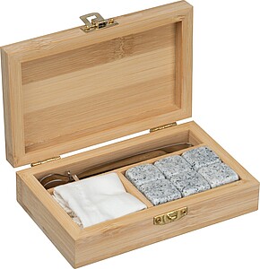 Ice cube set in Bamboo case, beige