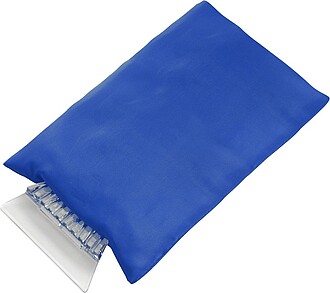 Ice scraper in fleece glove.Cobalt blue