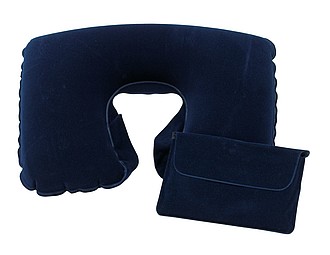Inflatable travel pillow "Comfortable" with pouch,colour blue