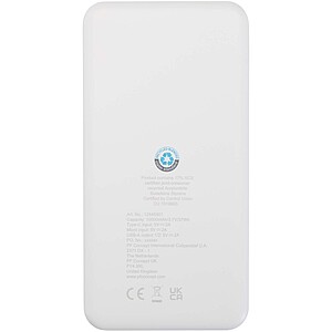 Intan 10.000 mAh 10W recycled plastic power bank, white