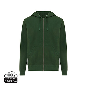 Iqoniq Abisko recycled cotton zip through hoodie, forest green, size XXS