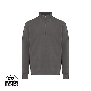 IQONIQ Elgon recycled cotton quarter zip sweater, anthracite