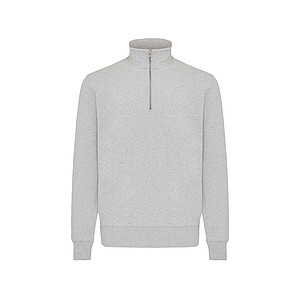 IQONIQ Elgon recycled cotton quarter zip sweater, grey melange