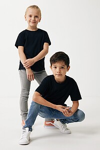 Iqoniq Koli kids lightweight recycled cotton t-shirt, black