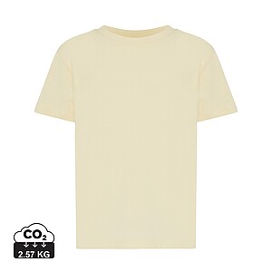 Iqoniq Koli kids lightweight recycled cotton t-shirt, cream yellow