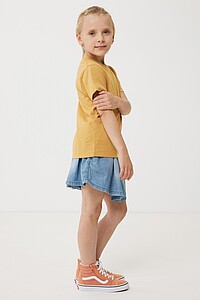 Iqoniq Koli kids lightweight recycled cotton t-shirt, ochre yellow