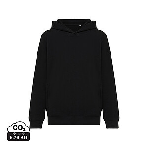 Iqoniq Yengo kids recycled cotton hoodie with sidepockets, black, size 3/4