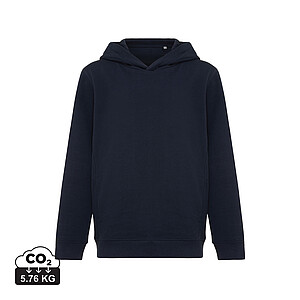 Iqoniq Yengo kids recycled cotton hoodie with sidepockets, navy, size 3/4