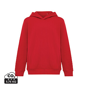 Iqoniq Yengo kids recycled cotton hoodie with sidepockets, red, size 3/4